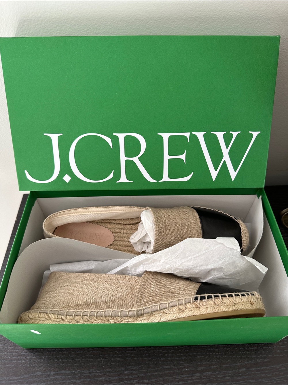 J. Crew Made-in-Spain Cap Toe Espadrilles in Linen NEW! - Picture 5 of 10